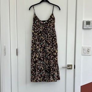 Max Studio Brown Floral Spaghetti Strap Midi Sundress